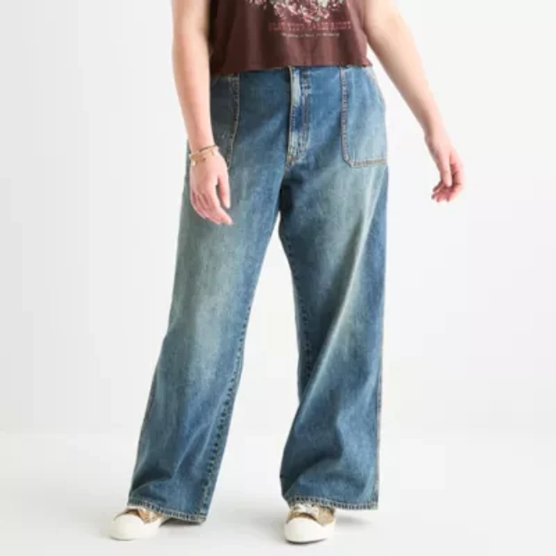 Arizona Womens Juniors Plus Highest Rise Straight Leg Jean