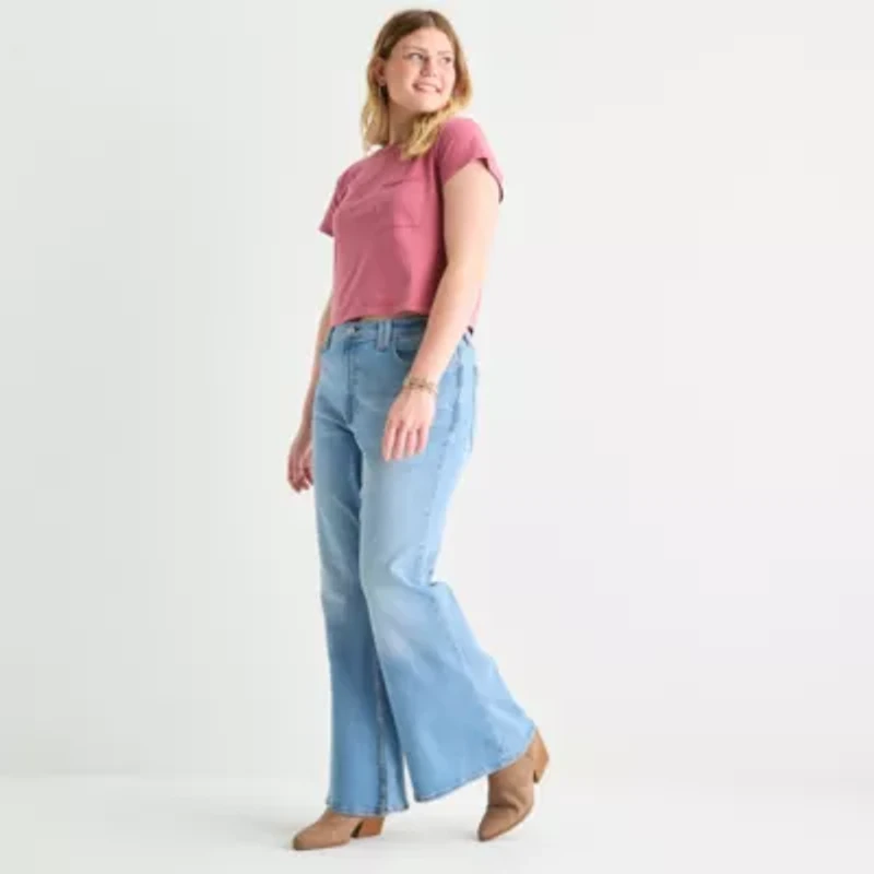 Arizona - Juniors Plus Womens Low Rise Flare Leg Jean