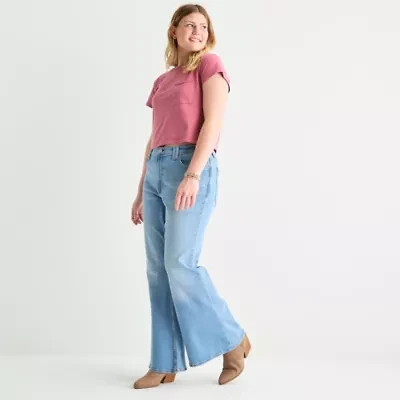 Arizona - Juniors Plus Womens Low Rise Flare Leg Jean