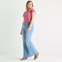 Arizona - Juniors Plus Womens Low Rise Flare Leg Jean