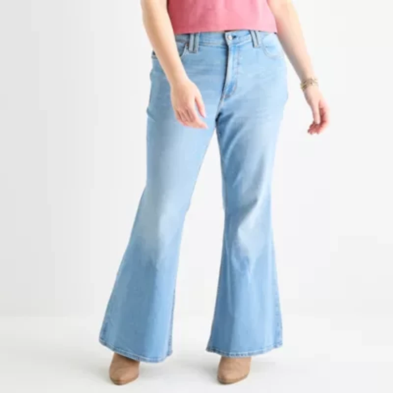 Arizona - Juniors Plus Womens Low Rise Flare Leg Jean