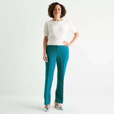 Liz Claiborne Audra Tailored Curvy Womens Mid Rise Straight Pant
