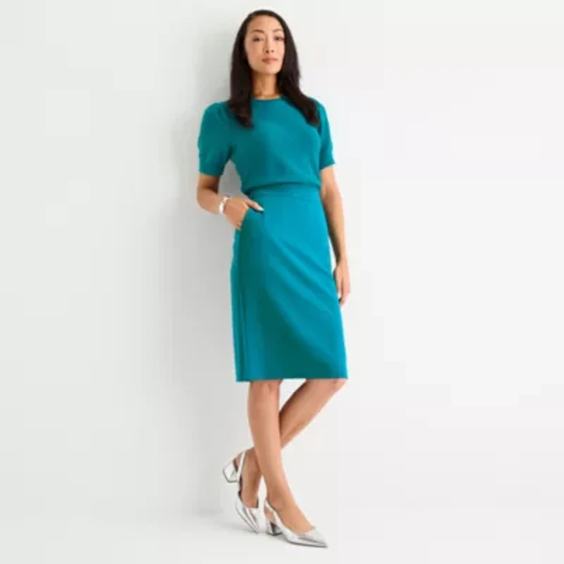 Liz Claiborne Womens Mid Rise Pencil Skirt
