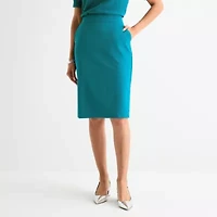 Liz Claiborne Womens Mid Rise Pencil Skirt