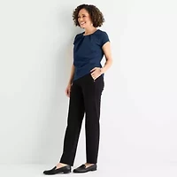 Liz Claiborne Texture Tee Womens Round Neck Short Sleeve Blouse