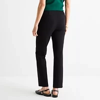 Liz Claiborne Womens Easy-on + Easy-off Seated Wear Straight Pull-On Pant