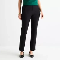 Liz Claiborne Womens Easy-on + Easy-off Seated Wear Straight Pull-On Pant