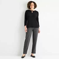 Liz Claiborne Womens Round Neck 3/4 Sleeve Blouse