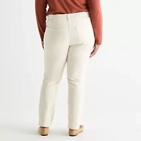 St. John's Bay Stretch Fabric Womens Mid Rise Straight Leg Jean