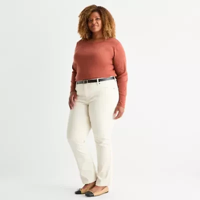 St. John's Bay Womens Plus Mid Rise Straight Leg Jean