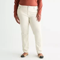 St. John's Bay Stretch Fabric Womens Mid Rise Straight Leg Jean
