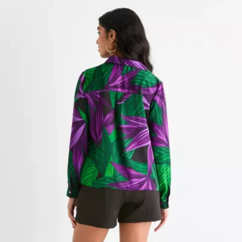 Bold Elements Womens Long Sleeve Satin Blouse