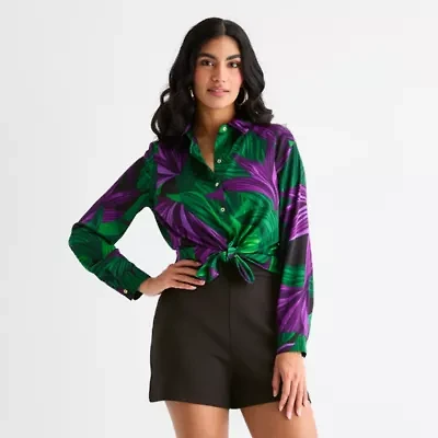 Bold Elements Womens Long Sleeve Satin Blouse