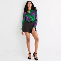 Bold Elements Womens Long Sleeve Satin Blouse