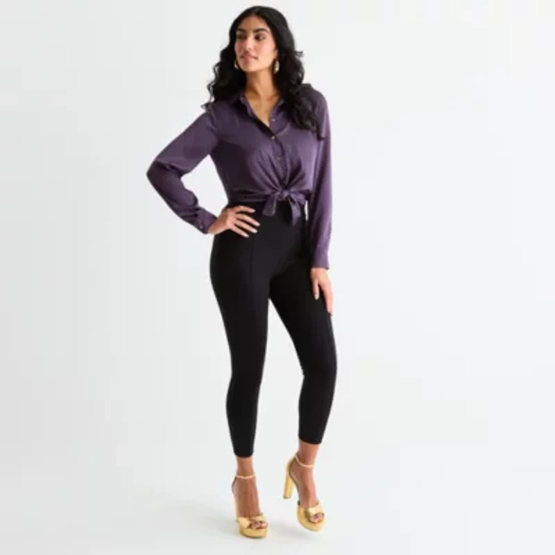 Bold Elements Womens Long Sleeve Satin Blouse