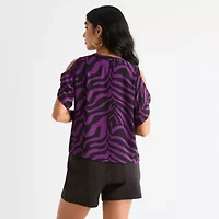 Bold Elements Womens V Neck Short Sleeve Blouse