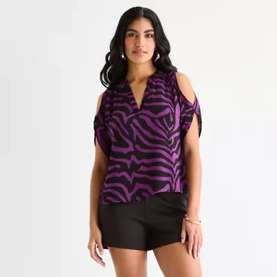 Bold Elements Womens V Neck Short Sleeve Blouse