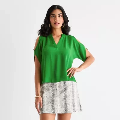 Bold Elements Womens V Neck Short Sleeve Blouse