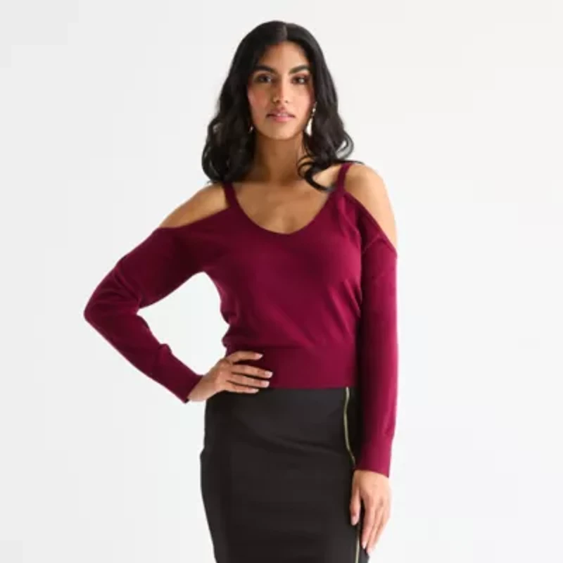 Bold Elements Womens V Neck Long Sleeve Pullover Sweater