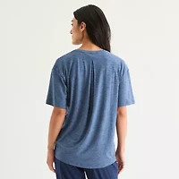 Xersion Everyday Womens Pleat Back Crew Neck Short Sleeve T-Shirt