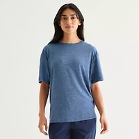 Xersion Everyday Womens Pleat Back Crew Neck Short Sleeve T-Shirt