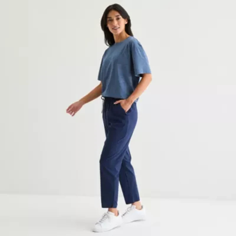 Xersion Everyday Womens Pleat Back Crew Neck Short Sleeve T-Shirt