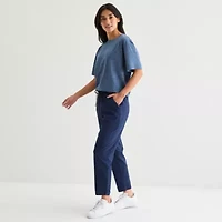 Xersion Everyday Womens Pleat Back Crew Neck Short Sleeve T-Shirt