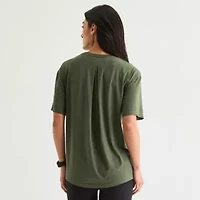 Xersion Everyday Womens Pleat Back Crew Neck Short Sleeve T-Shirt