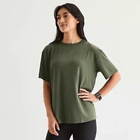 Xersion Everyday Womens Pleat Back Crew Neck Short Sleeve T-Shirt