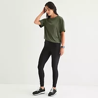 Xersion Everyday Womens Pleat Back Crew Neck Short Sleeve T-Shirt