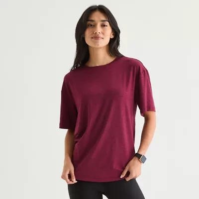 Xersion Everyday Womens Pleat Back Crew Neck Short Sleeve T-Shirt