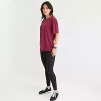 Xersion Everyday Womens Pleat Back Crew Neck Short Sleeve T-Shirt