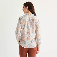 St. John's Bay Womens Easy-on + Easy-off Hidden Access Opening Cuffed Long Sleeve Regular Fit Button-Down Shirt