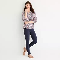 St. John's Bay Womens Split Crew Neck 3/4 Sleeve Blouse