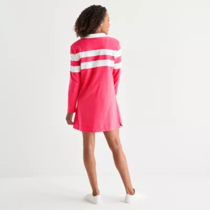 St. John's Bay Womens Long Sleeve Rugby Dress