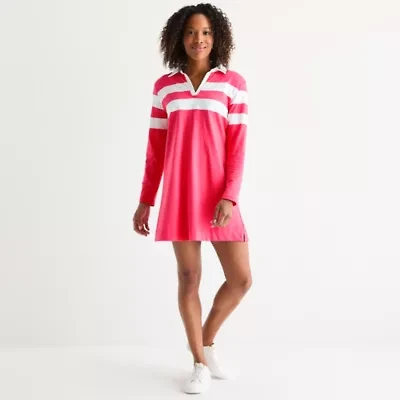 St. John's Bay Womens Long Sleeve Rugby Dress