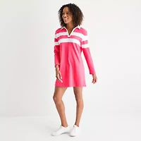 St. John's Bay Womens Long Sleeve Rugby Dress