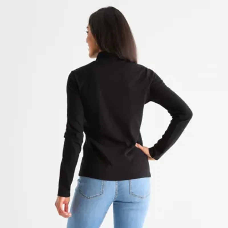 St. John's Bay Womens Mock Neck Long Sleeve T-Shirt