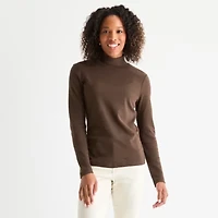 St. John's Bay Womens Mock Neck Long Sleeve T-Shirt