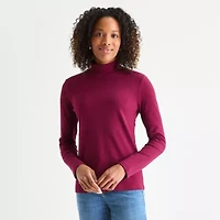 St. John's Bay Womens Mock Neck Long Sleeve T-Shirt