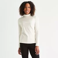 St. John's Bay Womens Mock Neck Long Sleeve T-Shirt