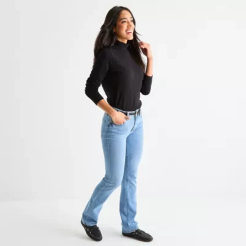 St. John's Bay Womens Mock Neck Long Sleeve T-Shirt