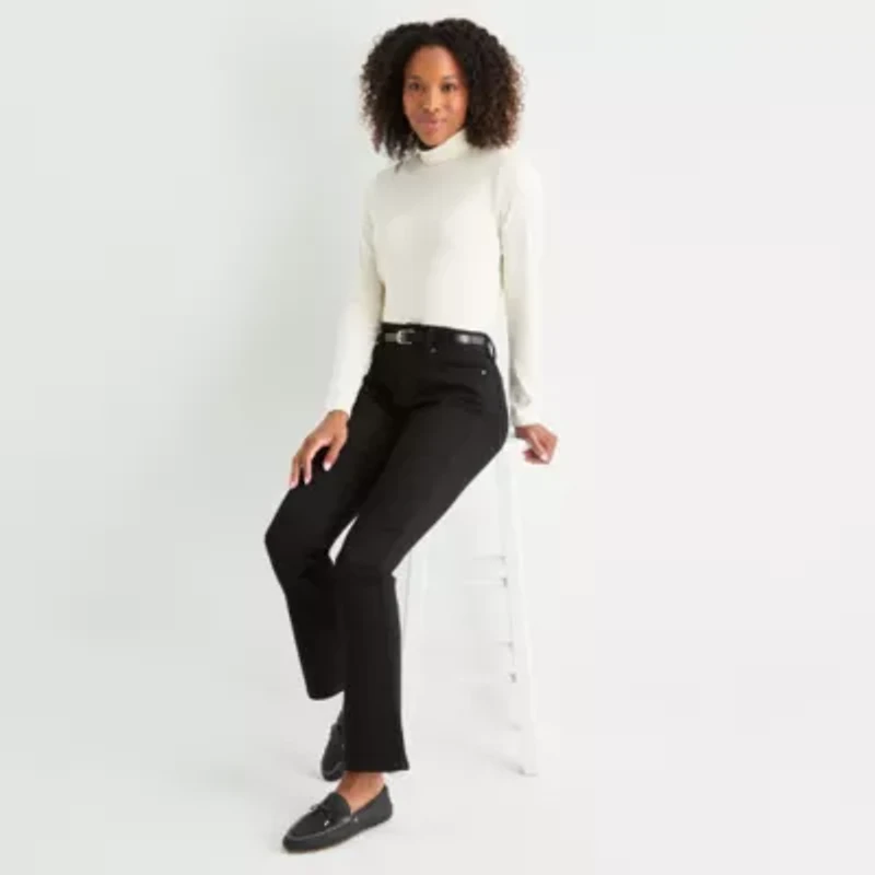 St. John's Bay Womens Mock Neck Long Sleeve T-Shirt