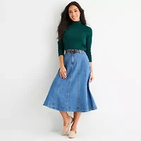 St. John's Bay Womens High Rise Midi Denim Skirt
