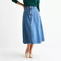 St. John's Bay Womens High Rise Midi Denim Skirt