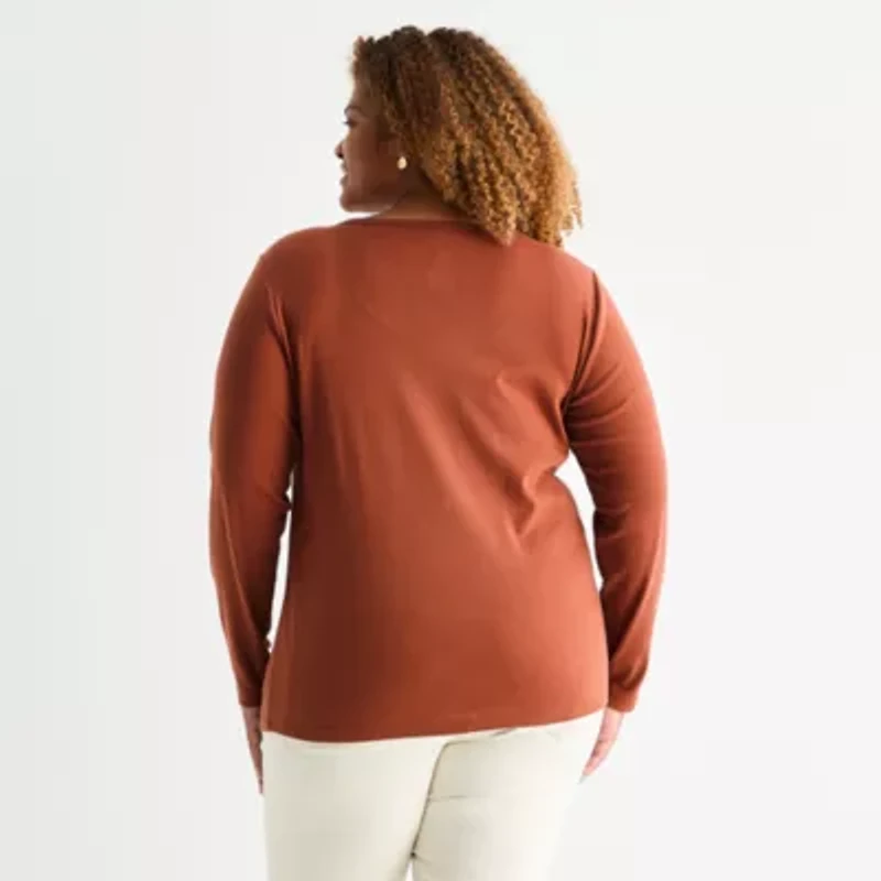 St. John's Bay Womens Crew Neck Long Sleeve T-Shirt