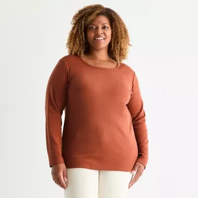 St. John's Bay Womens Crew Neck Long Sleeve T-Shirt
