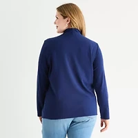St. John's Bay Womens Long Sleeve Mock Neck Top Plus