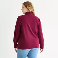 St. John's Bay Womens Long Sleeve Mock Neck Top Plus