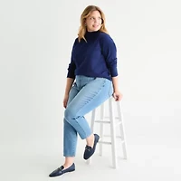 St. John's Bay Womens Long Sleeve Mock Neck Top Plus